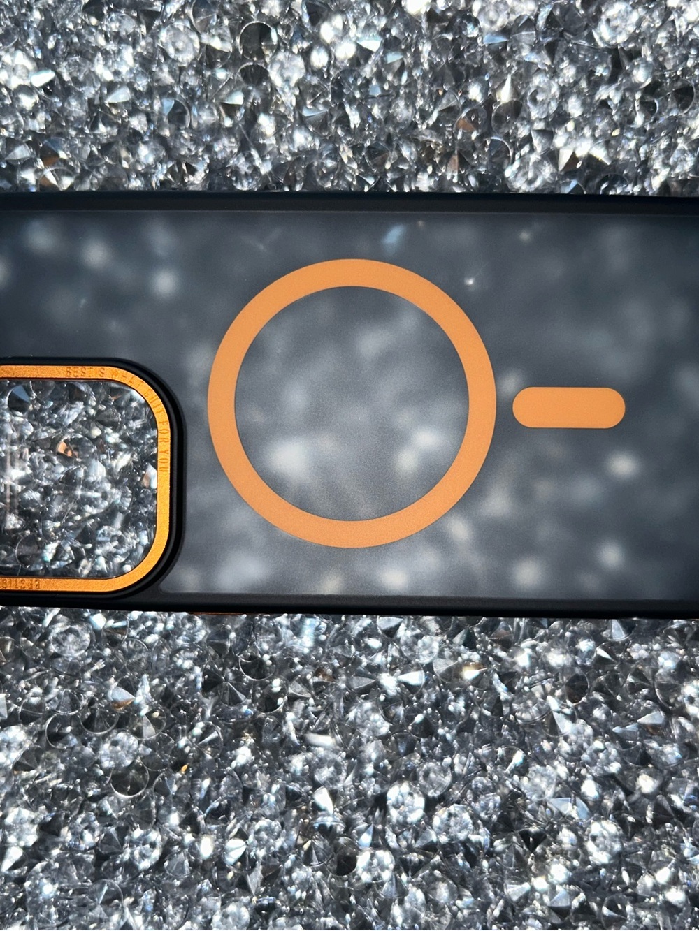 Black Phone Case with Orange MagSafe Ring - Unbranded